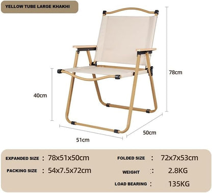 Portable Foldable Chair With Metal Frame(SA2405-144)-Cream Apricot