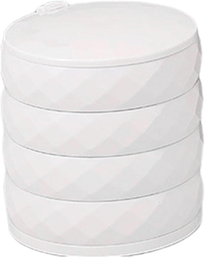 360° Rotatable Jewelry Organizer With Mirror-SA2411-53 (White) Cosmetic Organizer Apricot