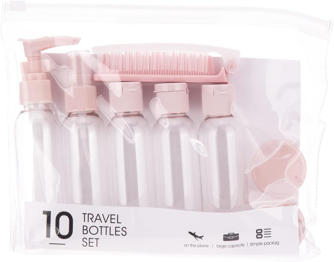 10PCs BPA Free Portable Toiletry Containers Set-Pink(SA2405-173) Cosmetic Pouches Apricot