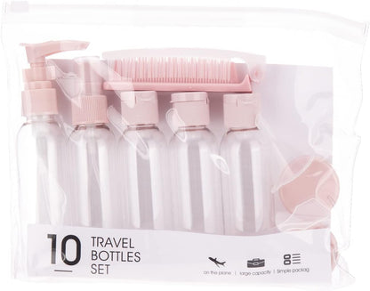 10PCs BPA Free Portable Toiletry Containers Set-Pink(SA2405-173) Cosmetic Pouches Apricot