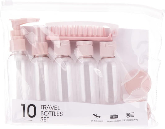 10PCs BPA Free Portable Toiletry Containers Set-Pink(SA2405-173) Cosmetic Pouches Apricot