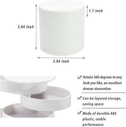 360° Rotatable Jewelry Organizer With Mirror-SA2408-191(White) Cosmetic Organizer Apricot