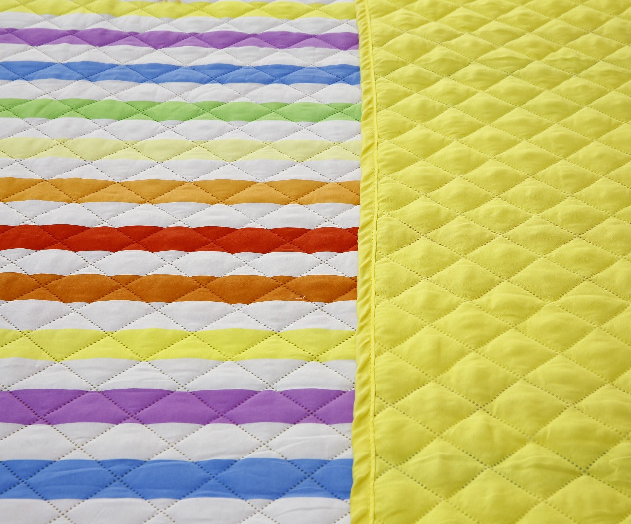 6 PCs Bed Spread Set-Multi Stripe(Yellow) Bed Spread Apricot   