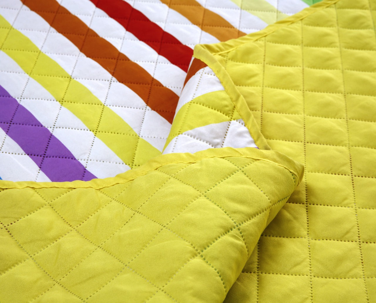 6 PCs Bed Spread Set-Multi Stripe(Yellow) Bed Spread Apricot   