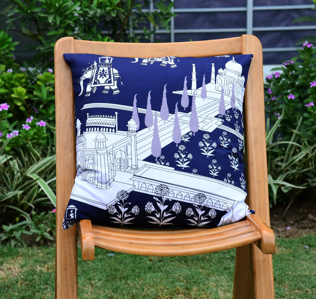 6 PCs Digital Printed Cotton Cushions-Taj Mahal cushions Apricot   