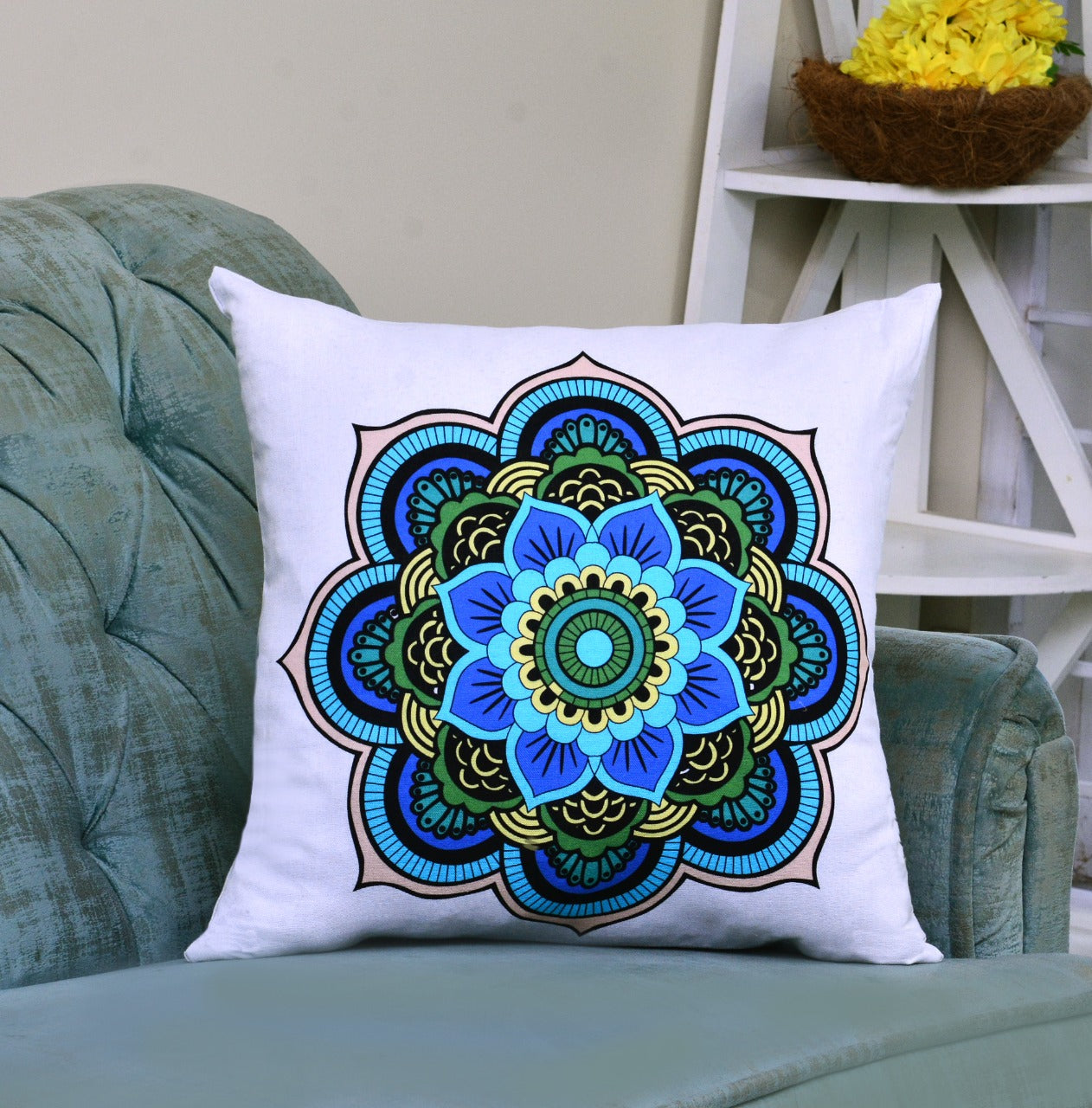 6 PCs Digital Printed Duck Cushions-Mexican Tiles cushions Apricot   