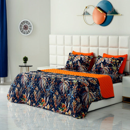 6 PCs Printed Bed Spread Set-Johana Bed Spread Apricot   
