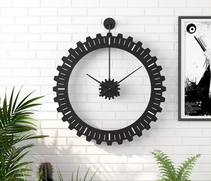 60CM Metal Gear Style Wall Clock-Black(SA2405-215) Clock Apricot   