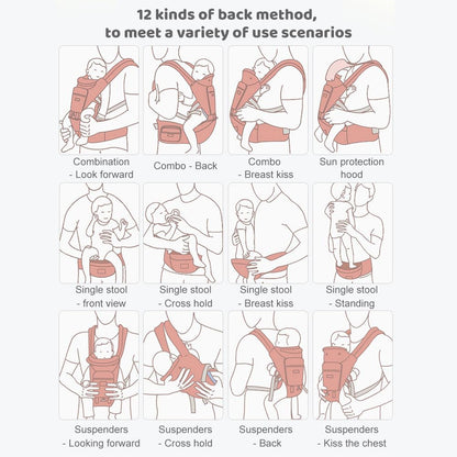 Multifunctional Baby Carrier for Newborn to Toddlers-SA2408-181(PINK) Blankets Apricot