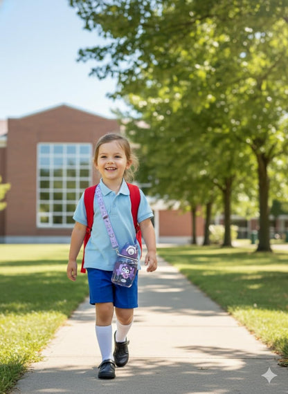 Kids Cartoon Sipper Water Bottle 600ml with Adjustable Strap (SA2510-146)VIOLET Apricot