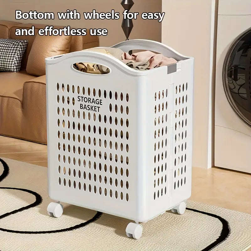 Folded Laundry Basket with Wheel-SA2408-107 Apricot