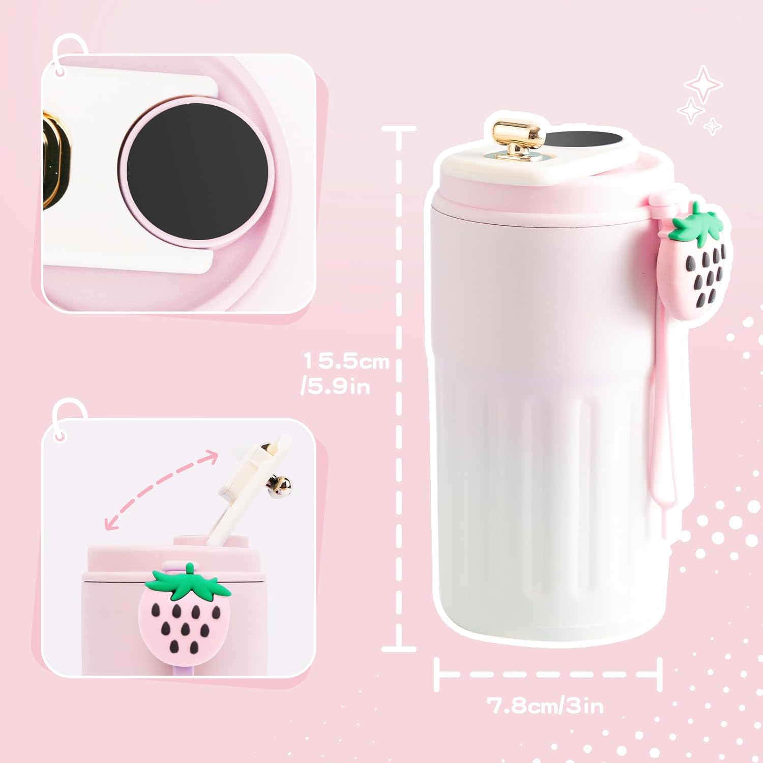 Smart Coffee Thermos With Temperature Display (SA2510-154)Pink Tumbler Apricot