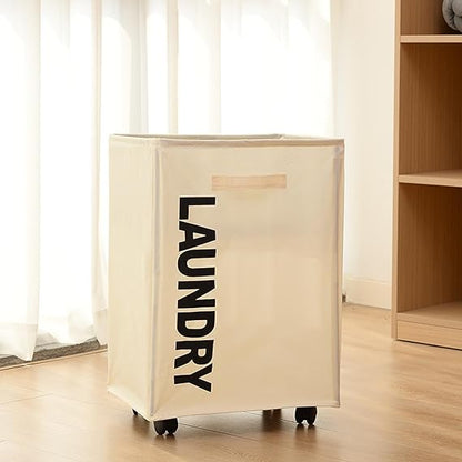 Cart Laundry Basket with Wheel-Beige(5394) Apricot
