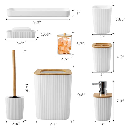 7PCS Bathroom Accessory Set-SA2408-312(White) Bathroom Accessory Sets Apricot