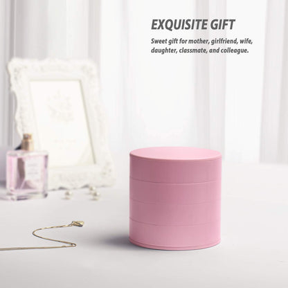 360° Rotatable Jewelry Organizer With Mirror-SA2408-191(Pink) Cosmetic Organizer Apricot