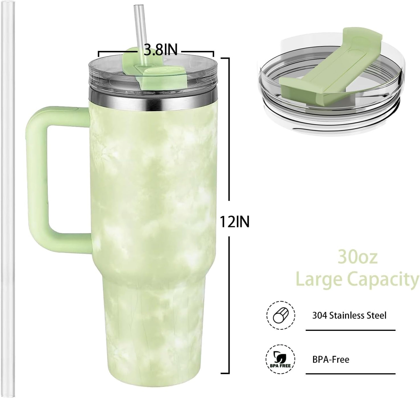 Stanley Quencher H2.0 FlowState™ Tumbler 40 OZ-1200ML-Marble Pattern(Green) Tumbler Apricot
