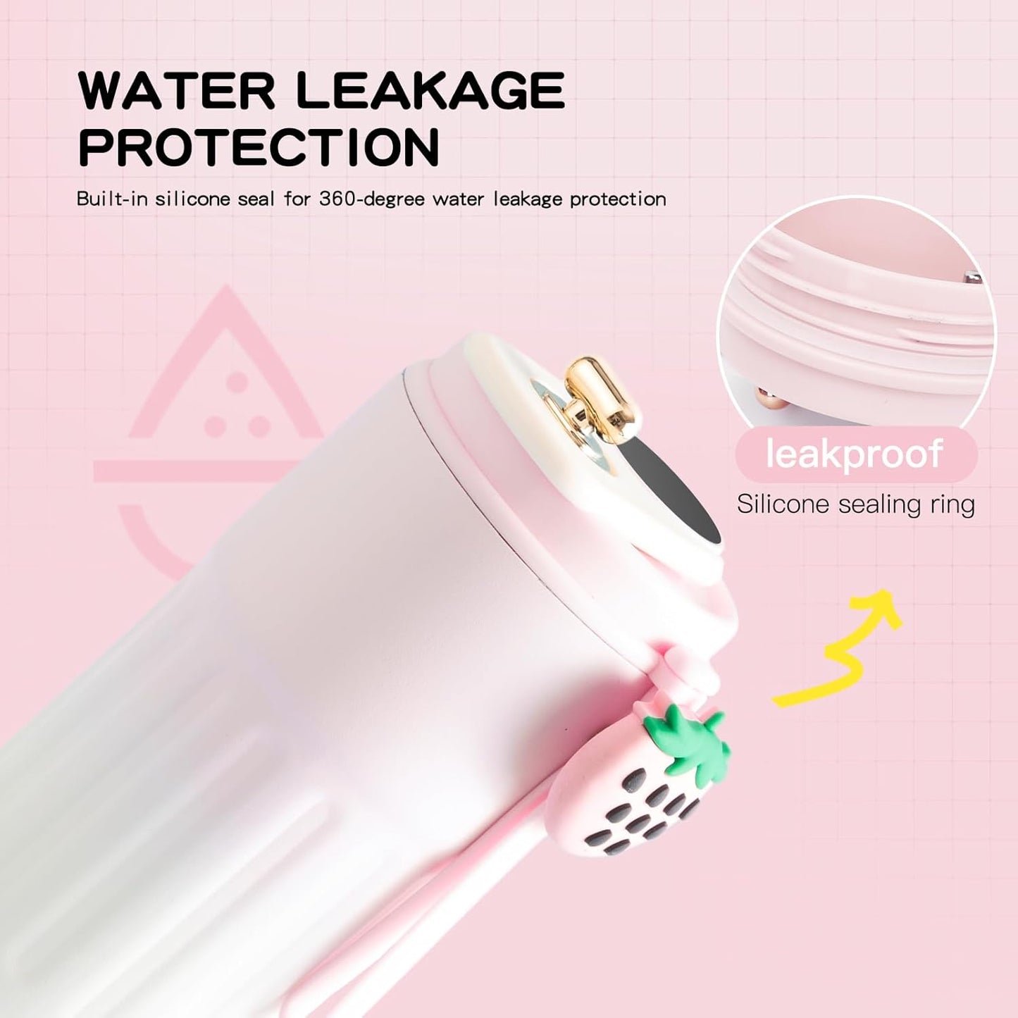 Smart Coffee Thermos With Temperature Display (SA2510-154)Pink Tumbler Apricot