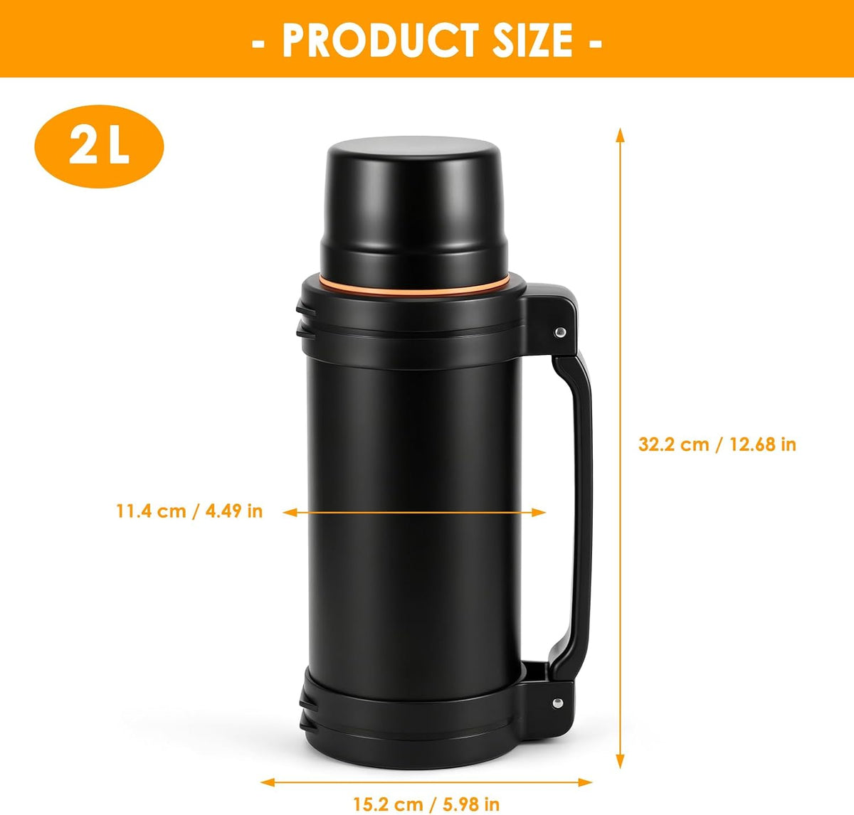 2L Large Capacity Flasks for Hot and Cold Drinks SA2607-19 Black Apricot