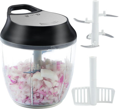 900ml 2 in 1 Manual Vegetable Chopper (SA2510-002) Spice and sugar Jar Apricot