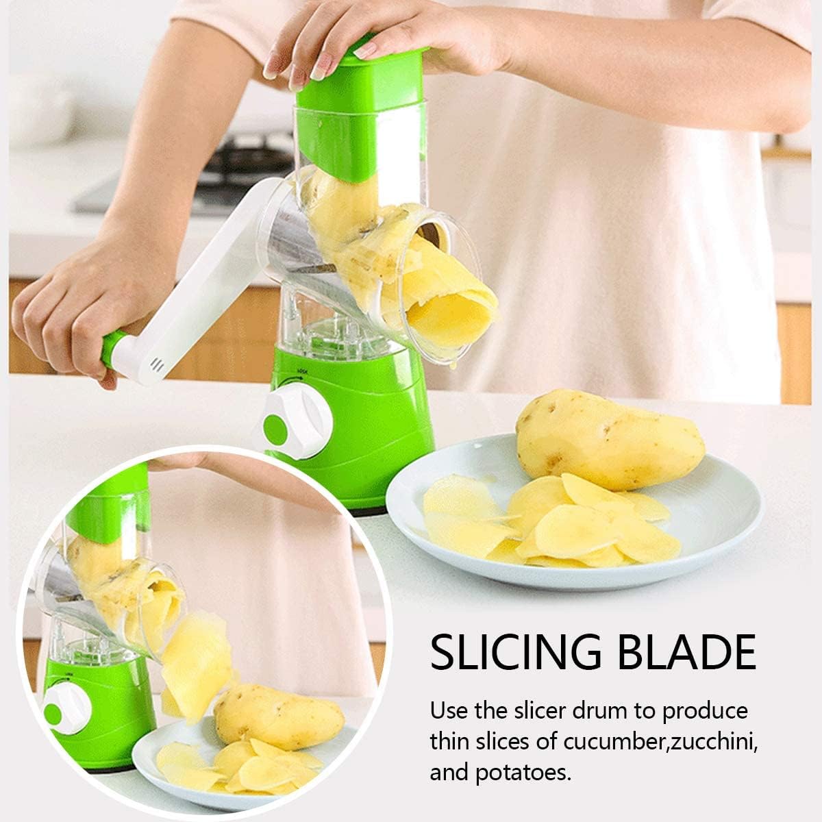 Vegetable Slicer with 3 Interchangeable Blades (SA2510-021)GREEN Spice and sugar Jar Apricot