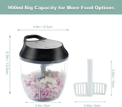 900ml 2 in 1 Manual Vegetable Chopper (SA2510-002) Spice and sugar Jar Apricot