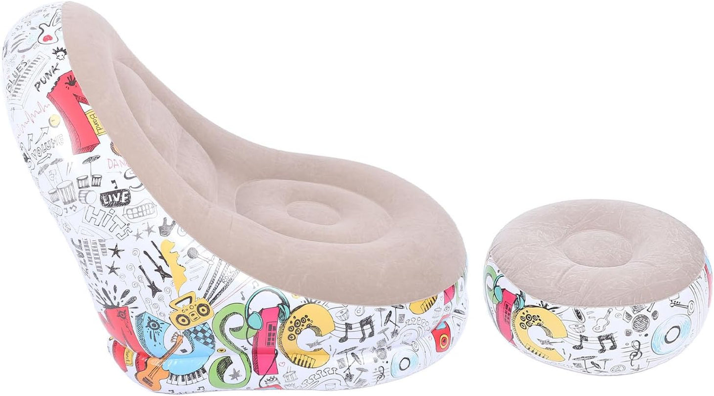 Inflatable Graffiti Sofa with Foot Stool(SA2510-031)BEIGE Apricot