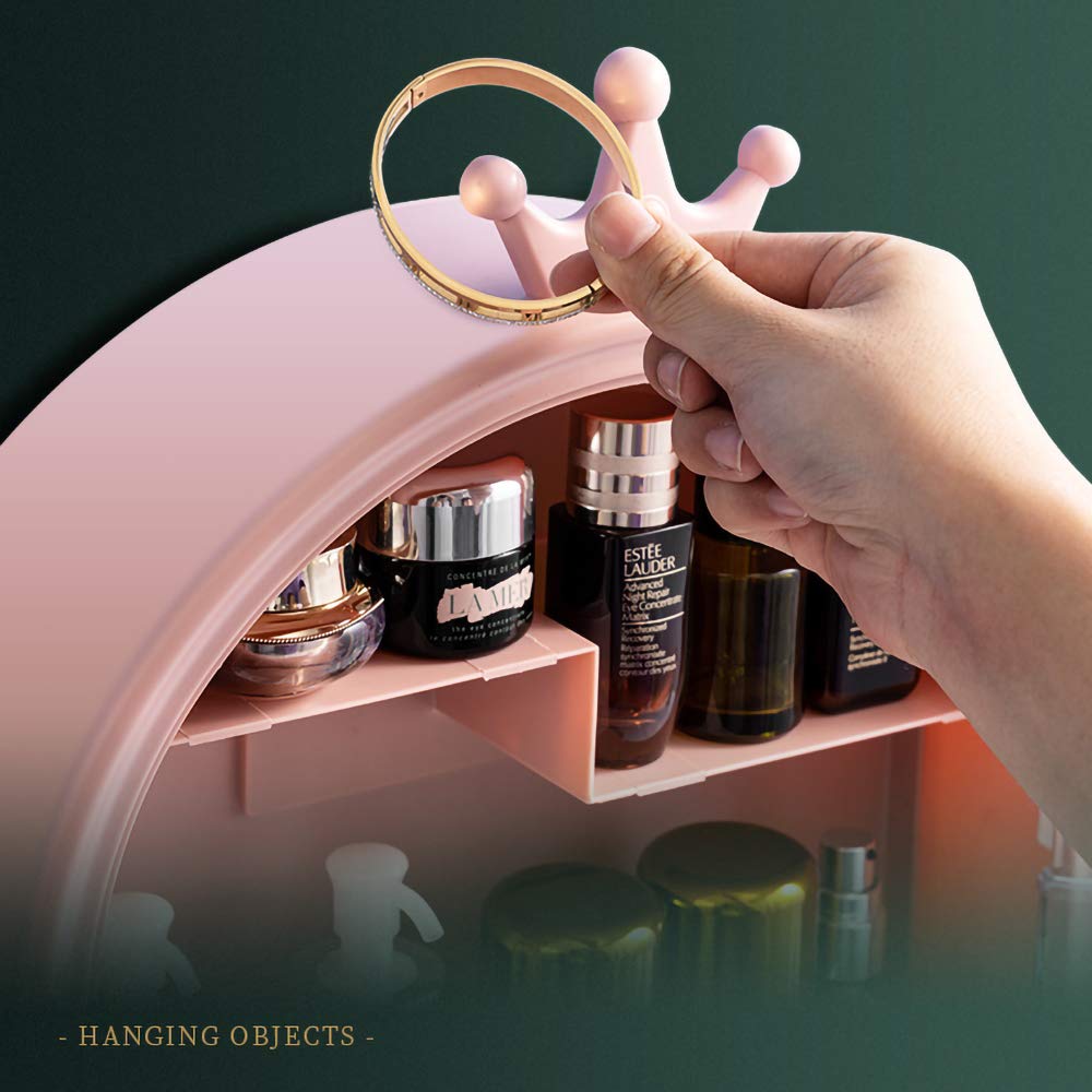 Wall Mounted Makeup Organizer-Pink Cosmetic Organizer Apricot