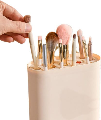 3 in 1 Makeup Brush Cleaning Box-beige Cosmetic Organizer Apricot