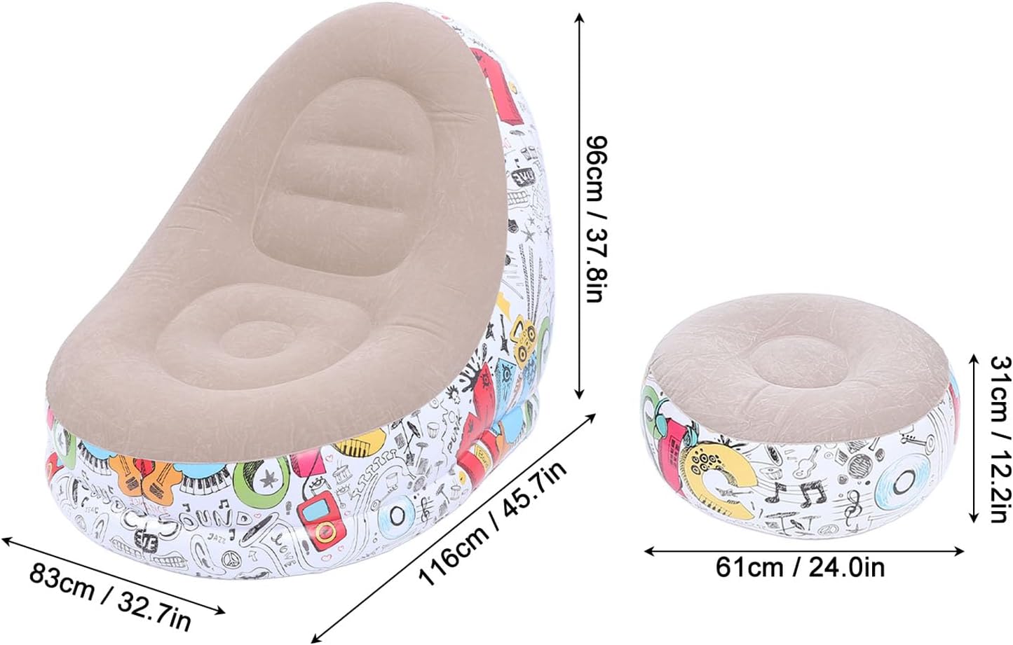 Inflatable Graffiti Sofa with Foot Stool(SA2510-031)BEIGE Apricot