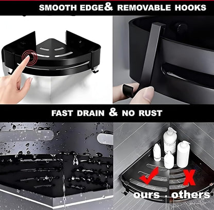 Black Aluminium Corner Bathroom Shelf-SA2408-138 Bathroom Accessory Sets Apricot