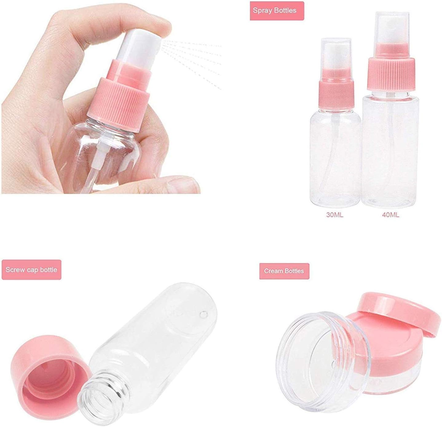 7PCs BPA Free Portable Toiletry Containers Set-(SA2405-171) Cosmetic Pouches Apricot