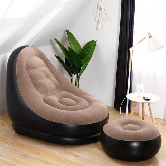 Inflatable Sofa With Foot Rest-SA2411-68 (Assorted) Apricot