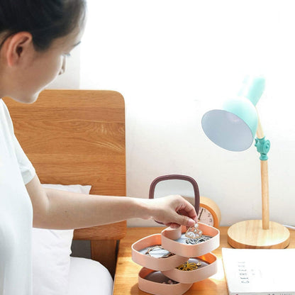 360° Rotatable Jewelry Organizer With Mirror-SA2408-190 Cosmetic Organizer Apricot