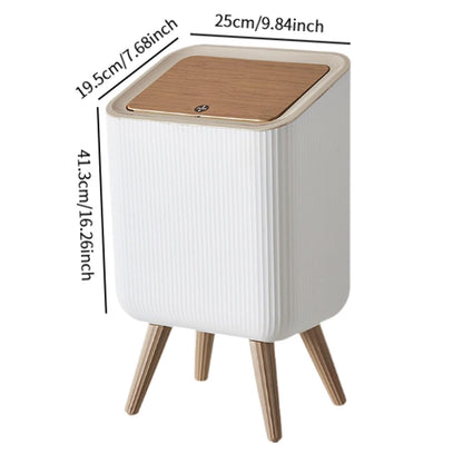 Indoor trash Bin With Wooden Feets-SA2408-109 Bathroom Accessory Sets Apricot