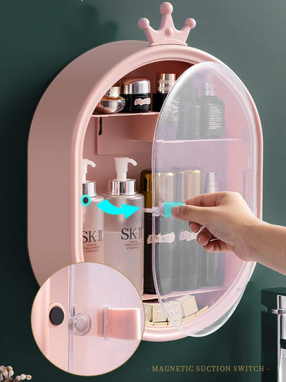 Wall Mounted Makeup Organizer-Pink Cosmetic Organizer Apricot