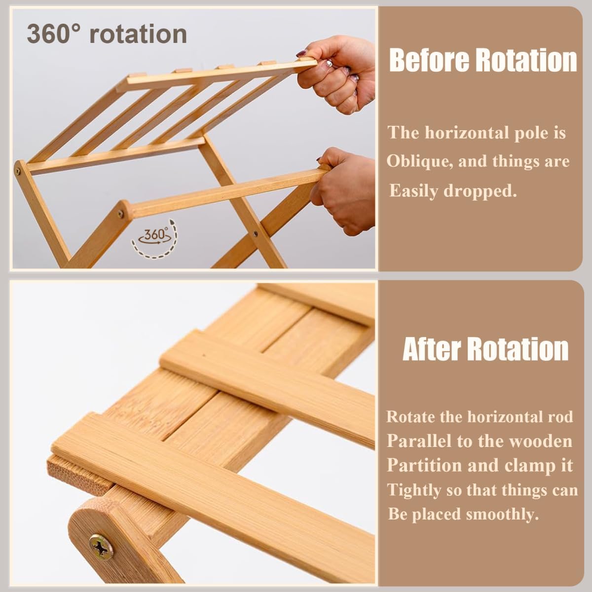 5 Tier Bamboo Shoe Rack (SA2510-051) Storage Organizer Apricot