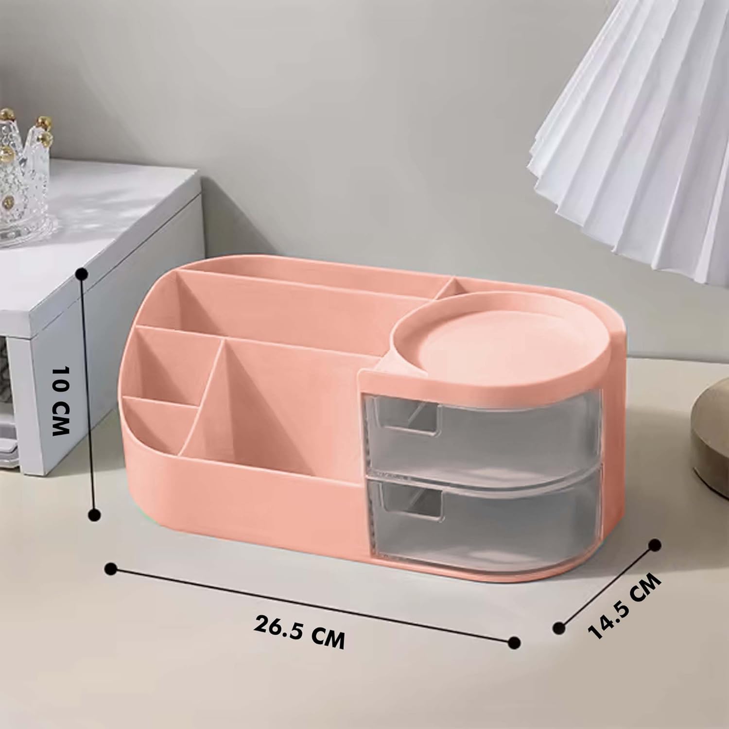 1pc Rotating Cosmetic Organizer-Pink Cosmetic Organizer Apricot