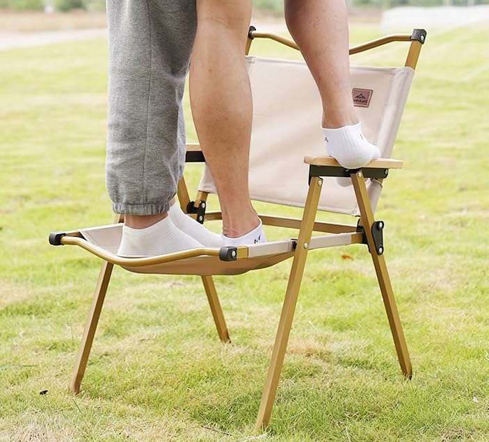 Portable Foldable Chair With Metal Frame(SA2405-145)-Black Apricot