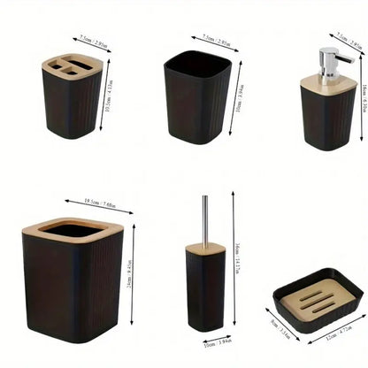 7PCS Bathroom Accessory Set-SA2408-311(Black) Bathroom Accessory Sets Apricot