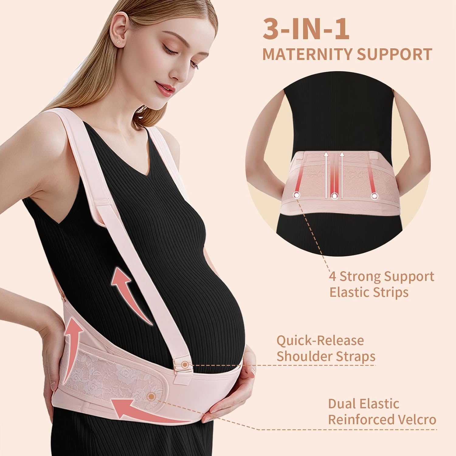 Belly Bands for Pregnant Women With Double Support-SA2411-55 Blankets Apricot
