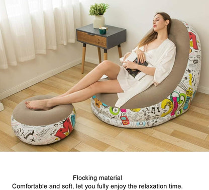 Inflatable Graffiti Sofa with Foot Stool(SA2510-031)BEIGE Apricot