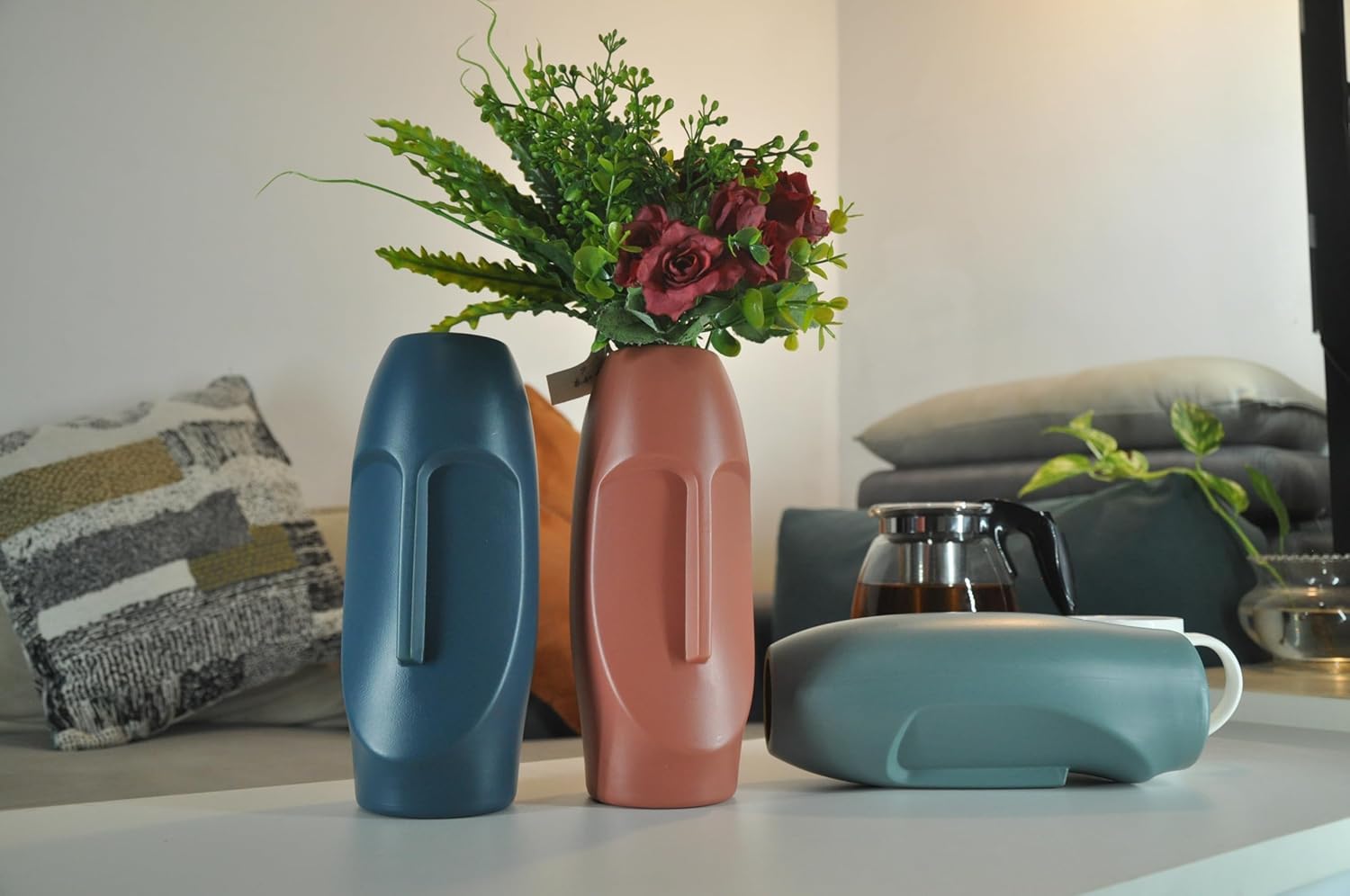 2PCs Nordic Style Vase Container (SA2510-096) Candle Stand Apricot