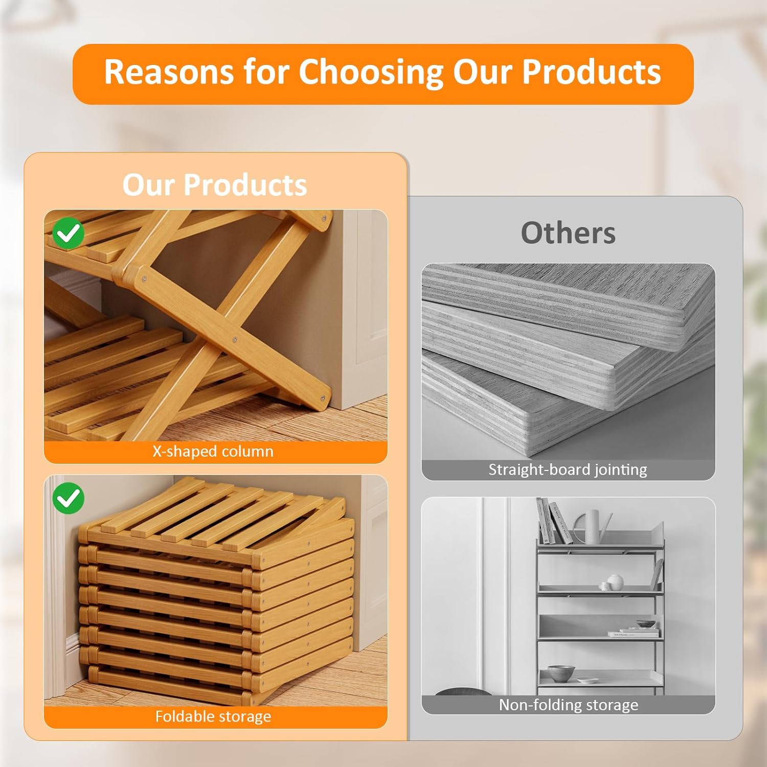 5 Tier Bamboo Shoe Rack (SA2510-052) Storage Organizer Apricot