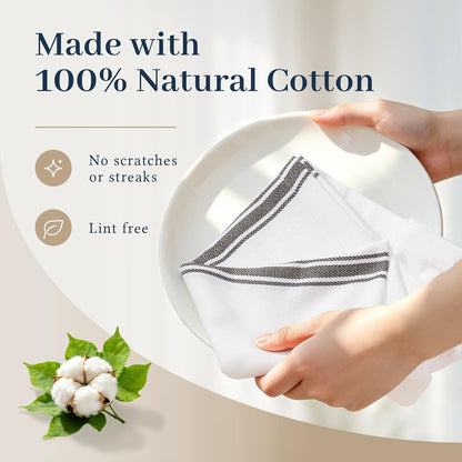 100% Cotton Kitchen Towels & Napkins 6 Pack- GREY Apricot