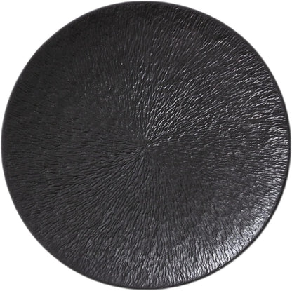 6 Creative Dining Plate with Stone Texture Pattern-Black cooking set Apricot