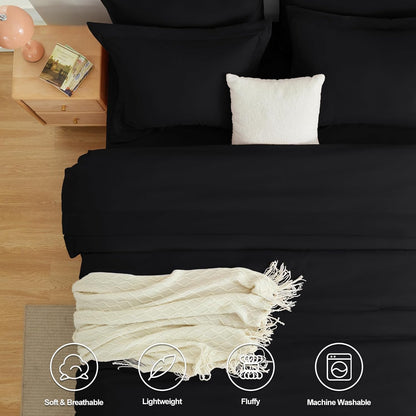 Solid Duvet Cover-Black Bed Sheets Apricot