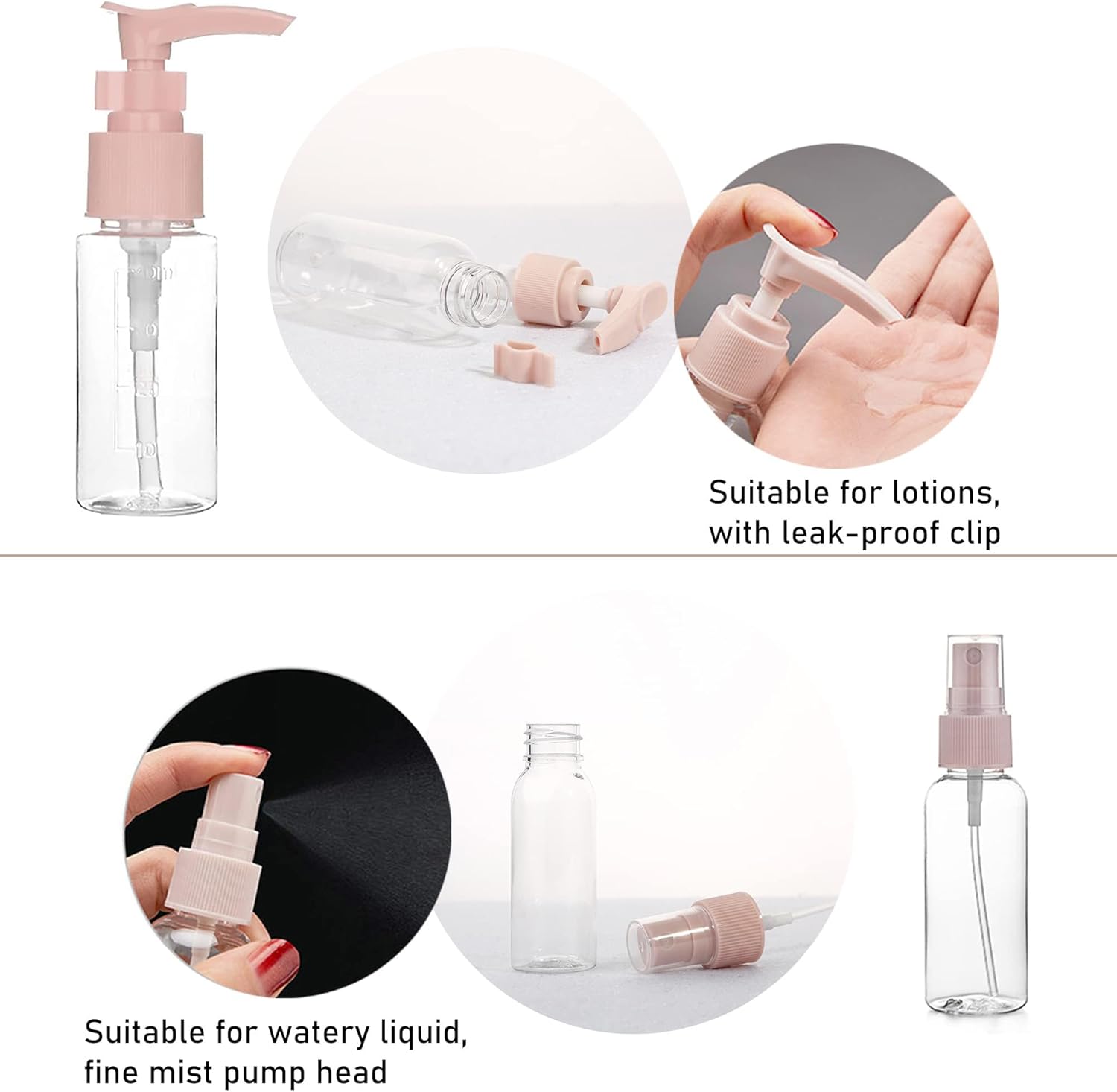 7PCs BPA Free Portable Toiletry Containers Set-(SA2405-178) Cosmetic Pouches Apricot