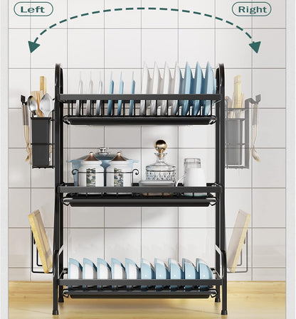 3-Tier-Dish Drying Rack & Utensil Holder(15256) Dish Rack Apricot