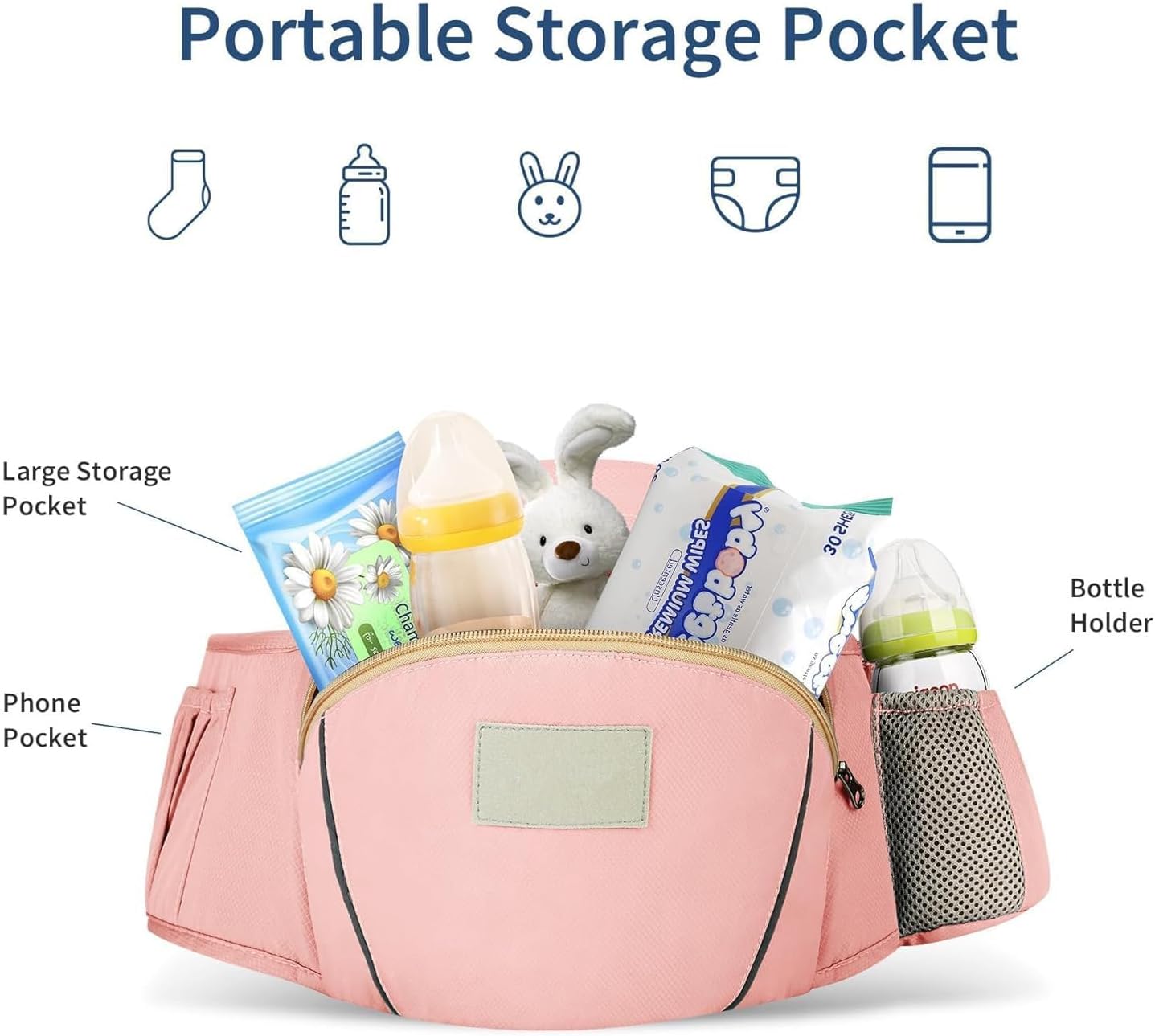 6-in-1 Baby Carrier Baby Strap with Waist Stool-SA2408-183(Sea Gree) Blankets Apricot