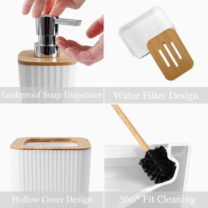 7PCS Bathroom Accessory Set-SA2408-312(White) Bathroom Accessory Sets Apricot